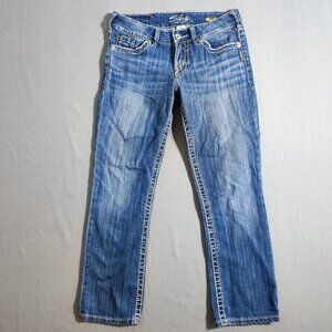 Silver Suki Capri jeans women's size 28 hard washed denim blue straight leg